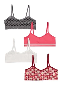 Girls Seamless Floral Bra 4 Pack