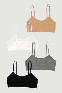 Womens Girls Seamless Cami Bras 4 Pack Comfort Set, Multi, Size L