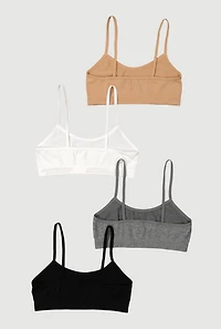 Womens Girls Seamless Cami Bras 4 Pack Comfort Set, Multi, Size M