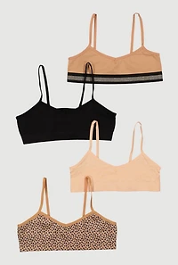 Girls Seamless Patterned Cami Bras 4 Pack