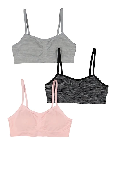 Womens Girls Seamless Cami Bras 3 Pack, Multi, Size S