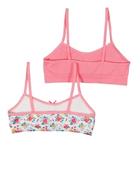 Womens Girls Floral Seamless Cami Bras 2 Pack, Pink, Size M