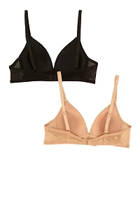 Girls Floral Lace Plunge Bras 2 Pack