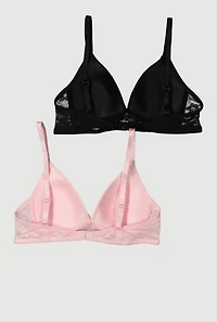 Womens Girls Floral Lace Bras 2 Pack, Multi, Size 32A