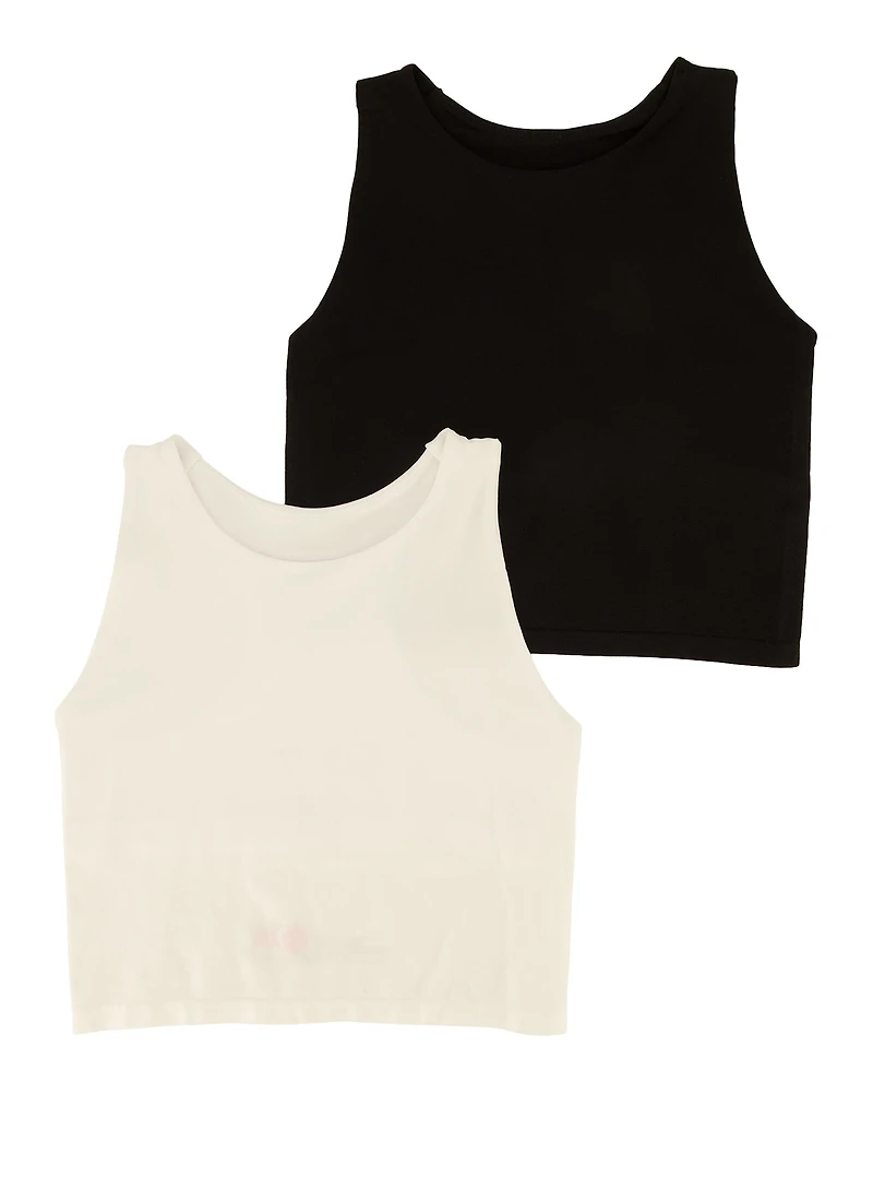 Womens Girls Lined Sports Bras 2 Pack, Multi, Size S