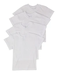 Toddler Boys Crew Neck Tees 4 Pack, White, Size 2T-3T