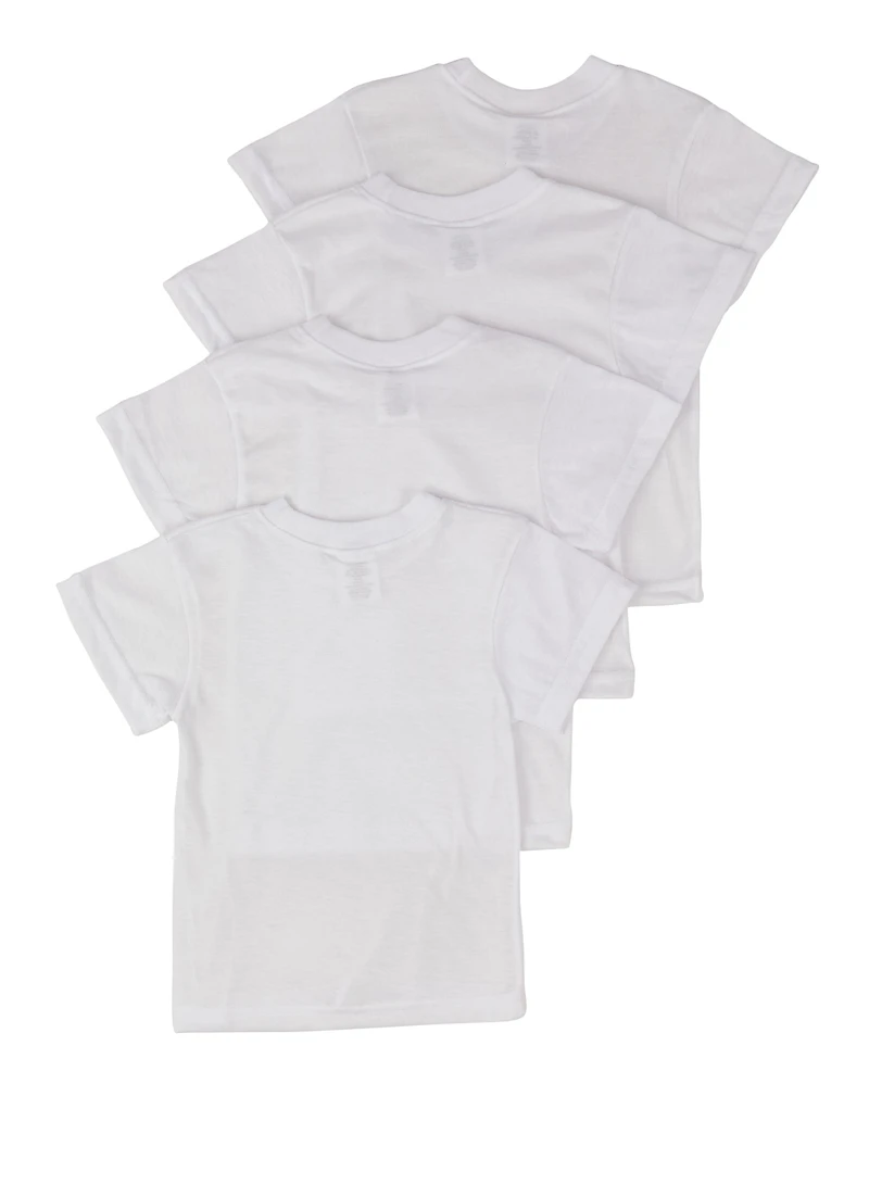 Toddler Boys Crew Neck Tees 4 Pack, White, Size 2T-3T