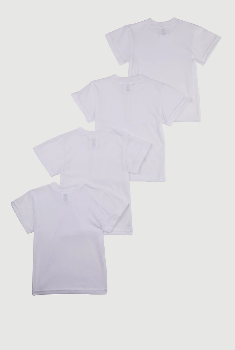 Toddler Boys Crew Neck Short Sleeve Tees 4 Pack, White, Size 2T-3T