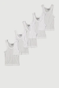 Toddler Boys Rib Knit Tank Tops 5 Pack, White, Size 4T