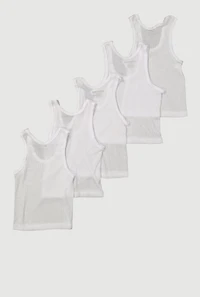 Toddler Boys Rib Knit Tank Tops 5 Pack, White, Size 4T