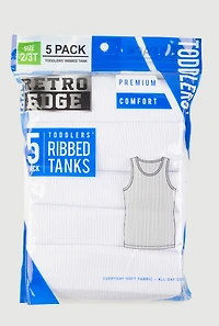 Toddler Boys Rib Knit Tank Tops 5 Pack, White, Size 4T