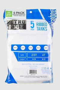 Toddler Boys Rib Knit Tank Tops 5 Pack, White, Size 4T