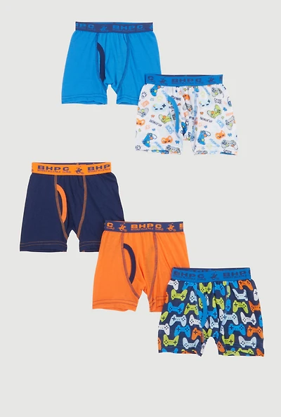 Toddler Boys Video Game Print Boxer Briefs 5 Pack, Multi, Size 2T-3T