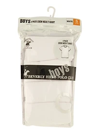 Boys 4 Pack Basic Crew Neck Tees, White, Size 12-14