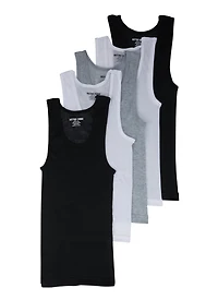 Boys 5 Pack Ribbed Assorted Knit Tank Tops, Multi, Size 10-12