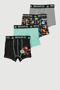 Boys Video Game Graphic Print Boxer Briefs 4 Pack, Multi, Size 12-14