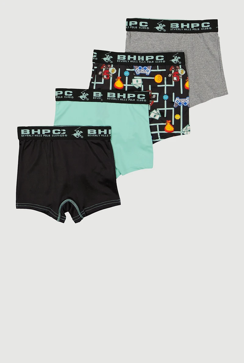 Boys Video Game Graphic Print Boxer Briefs 4 Pack, Multi, Size 8-10