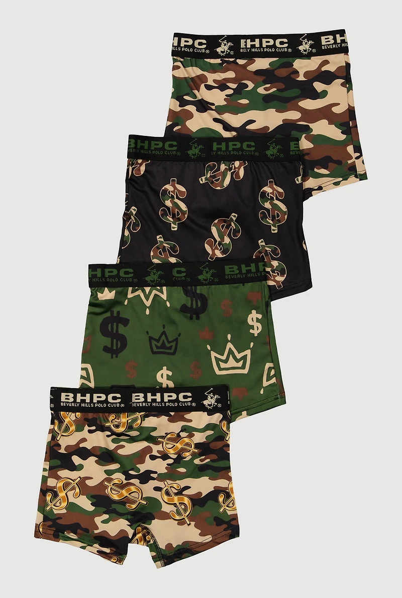Boys Assorted Camouflage Print Boxer Briefs 4 Pack, Multi,