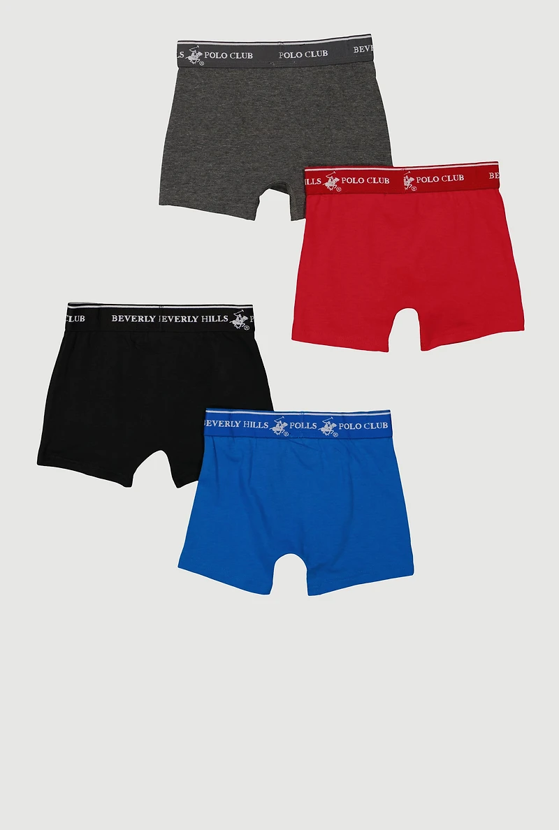Boys Beverly Hills Polo Club Boxer Briefs 4 Pack, Multi, Size 12-14
