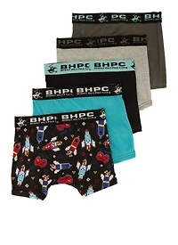Boys Contrast Trim Assorted Gamer Boxer Brief 5 Pack, Multi, Size 4-6