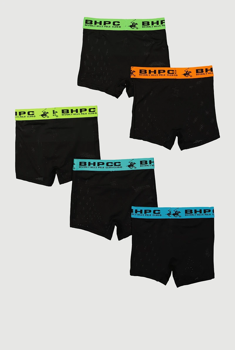 Boys Jersey Mesh Contrast Trim Boxer Briefs 5 Pack, Black, Size 16-18