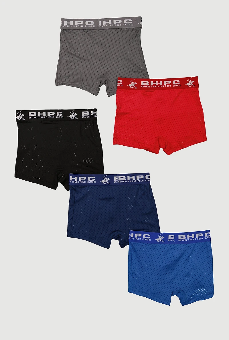 Boys Jersey Mesh Comfortable Fit Boxer Briefs 5 Pack, Multi, Size 12-14
