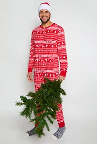 Mens Matching Santa Fair Isle Onesie Family Pajamas
