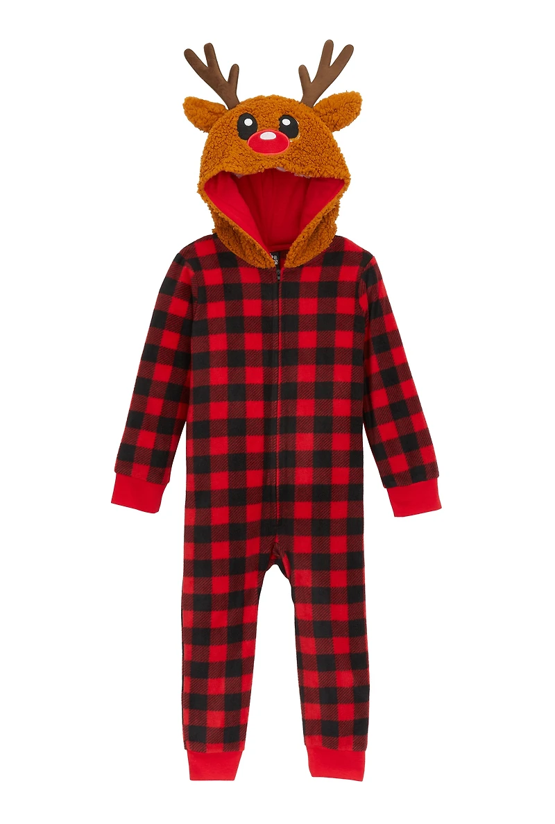Toddlers Unisex Matching Reindeer Onesie Family Pajamas, Red, Size 2T