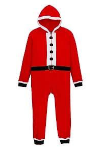 Mens Matching Santa Claus Hooded Onesie Family Pajamas, Red, Size M