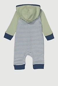 Baby Boys 0-9M Color Blocked Striped Waffle Knit Jumpsuit