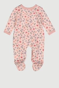 Baby Girls 0-9M Floral Print Button Front Quilted Jumpsuit