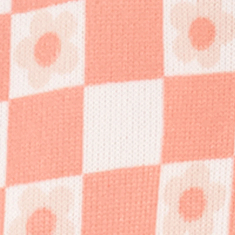 Baby Girls 0-9M Flower Checkered Print Footed Jumpsuit