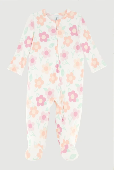 Baby Girls 0-9M Soft Knit Floral Print Footed Jumpsuit, Multi, Size 6-9M