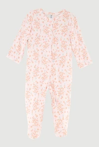 Baby Girls 0-9M Ditsy Floral Pattered Footed Jumpsuit, Pink, Size 0-3M