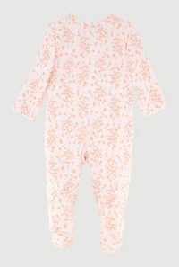 Baby Girls 0-9M Ditsy Floral Pattered Footed Jumpsuit, Pink,