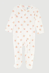 Baby Girls 0-9M Soft Knit Floral Print Footed Jumpsuit, Multi,