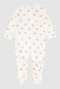 Baby Girls 0-9M Soft Knit Floral Print Footed Jumpsuit, Multi,