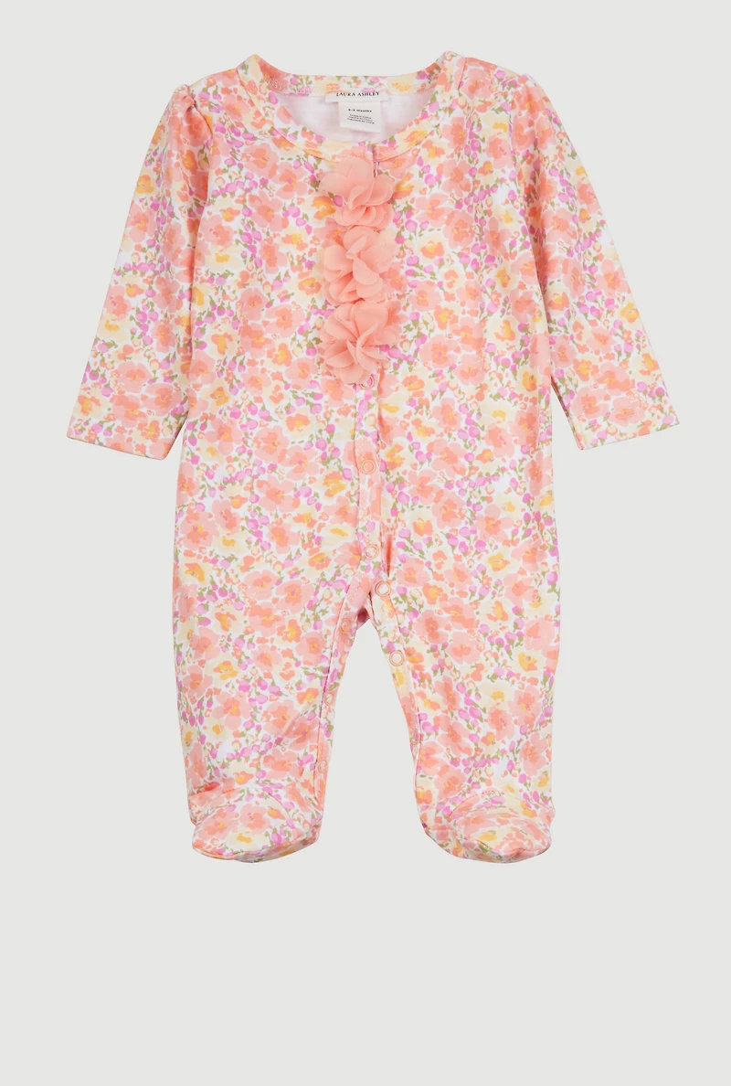 Baby Girls 0-9M 3D Floral Print Footed Jumpsuit, Multi, Size 0-3M