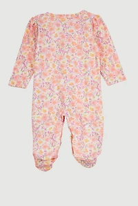 Baby Girls 0-9M 3D Floral Print Footed Jumpsuit, Multi, Size 3-6M