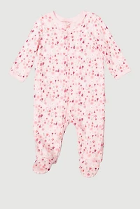 Baby Girls 0-9M Flower Print Footed Jumpsuit, Pink, Size 3-6M
