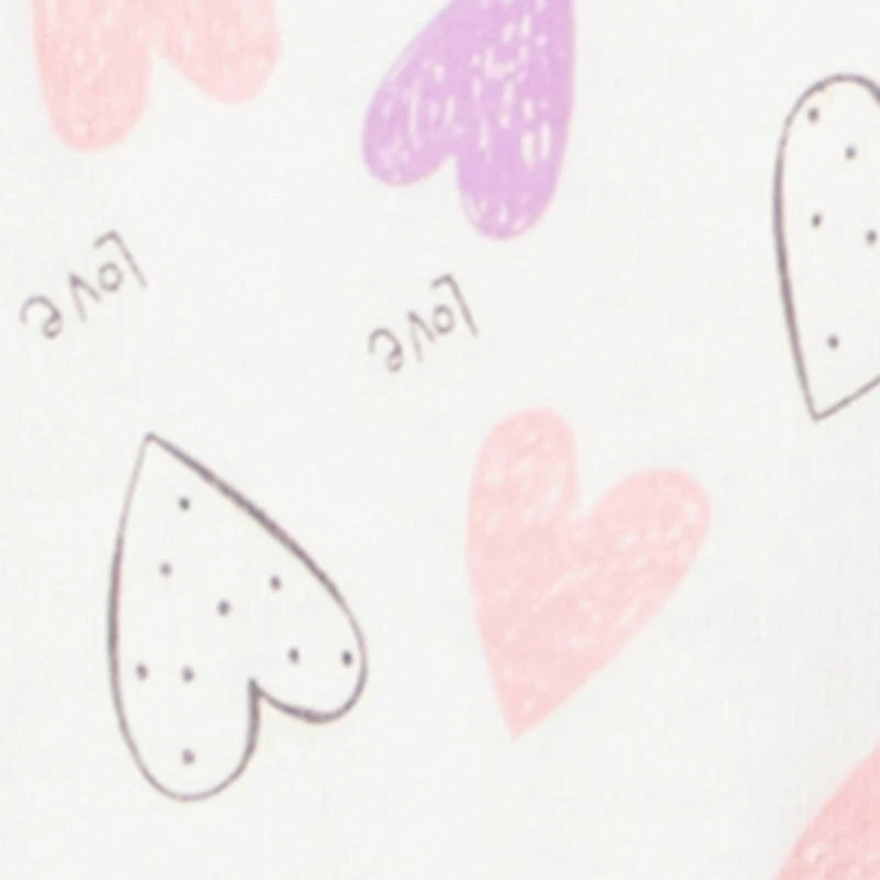 Baby Girls 0-9M Love Hearts Graphic Footed Jumpsuit