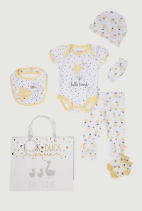 Baby Girls 0-9M Hello Friend Bodysuit with Leggings and Hat Gift Set