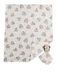 Baby Girls Minnie Mouse Blanket and Teething Lovey Set, Multi