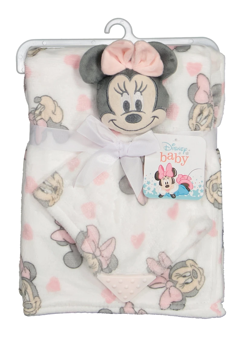 Baby Girls Minnie Mouse Blanket and Teething Lovey Set, Multi