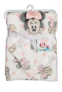 Baby Girls Minnie Mouse Blanket and Teething Lovey Set, Multi