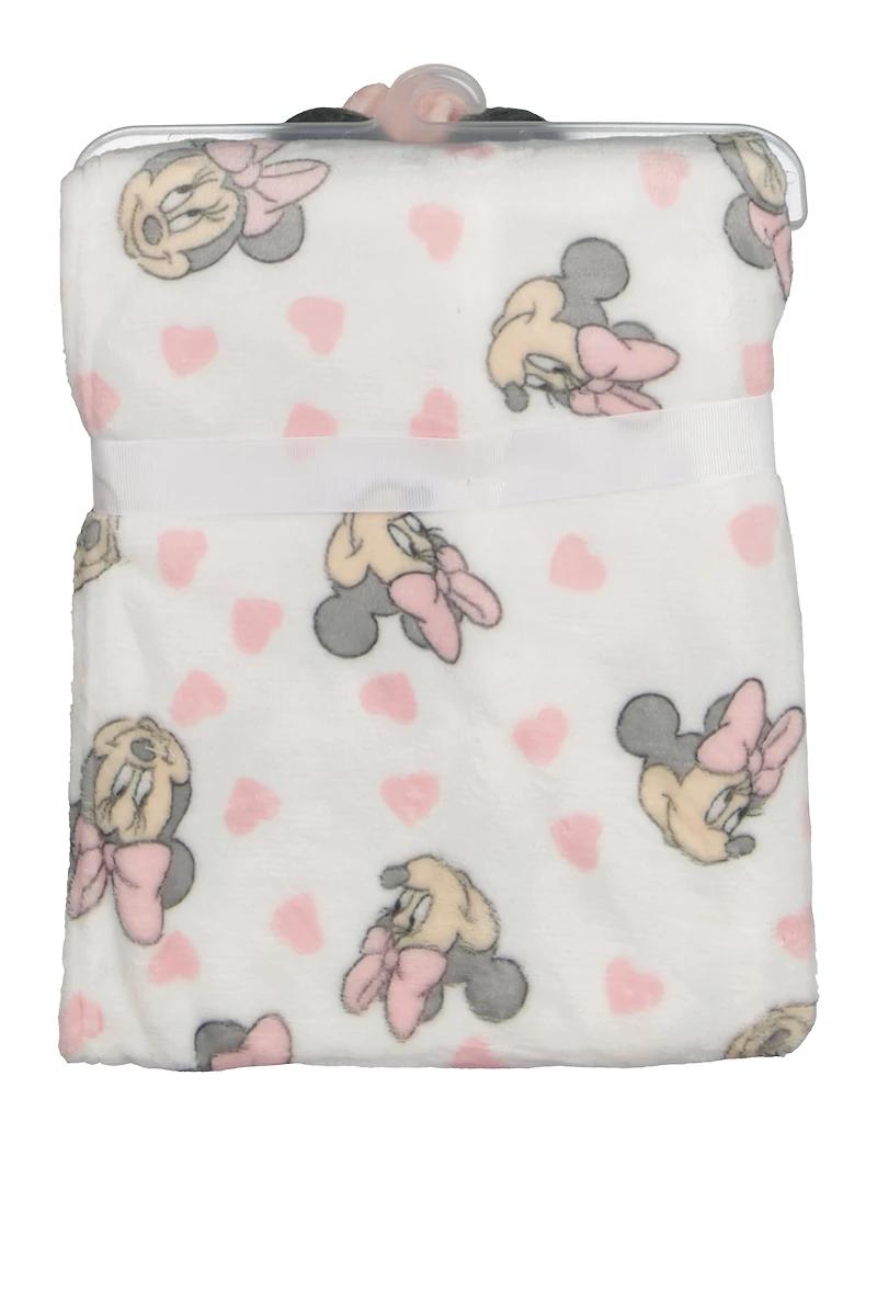 Baby Girls Minnie Mouse Blanket and Teething Lovey Set, Multi