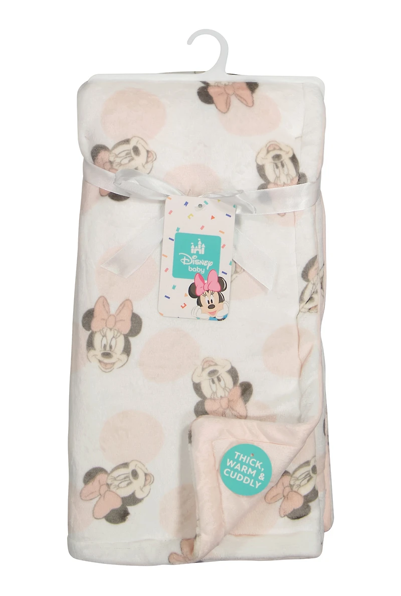 Baby Girls Minnie Mouse Plush Blanket, Pink