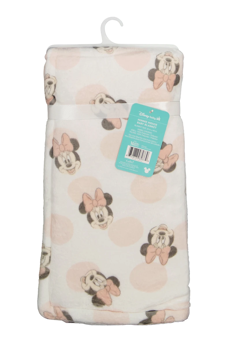 Baby Girls Minnie Mouse Plush Blanket, Pink