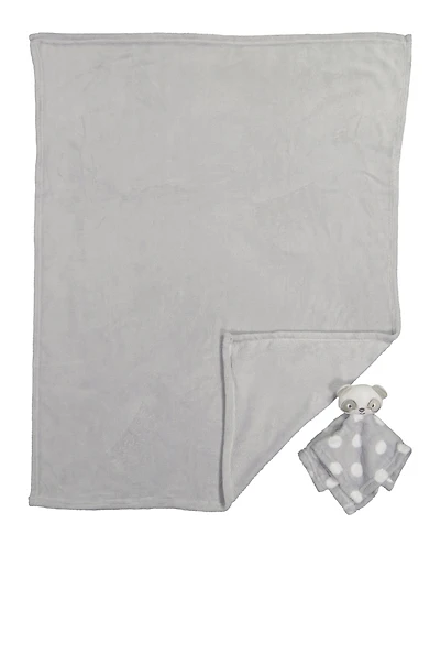 Baby Solid Plush Blanket with Bear Lovey