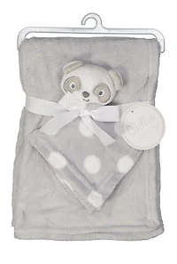 Baby Solid Plush Blanket with Bear Lovey, Grey